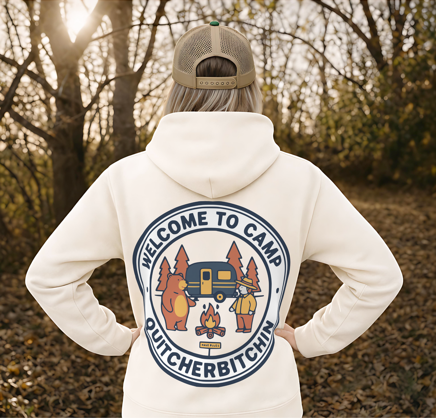 HAGO Camp Rules Hoodie | Urban Garment-Dyed Pullover Sweatshirt