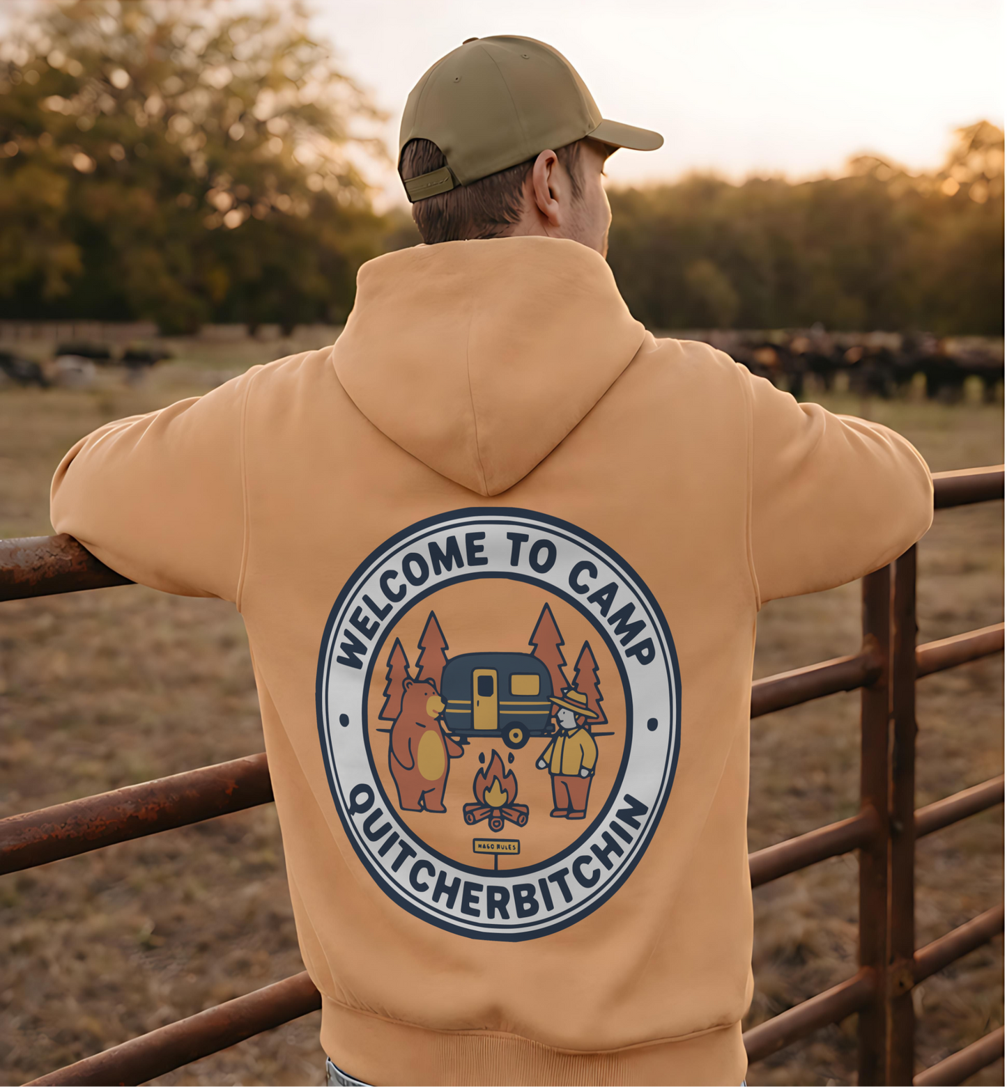 HAGO Camp Rules Hoodie | Urban Garment-Dyed Pullover Sweatshirt