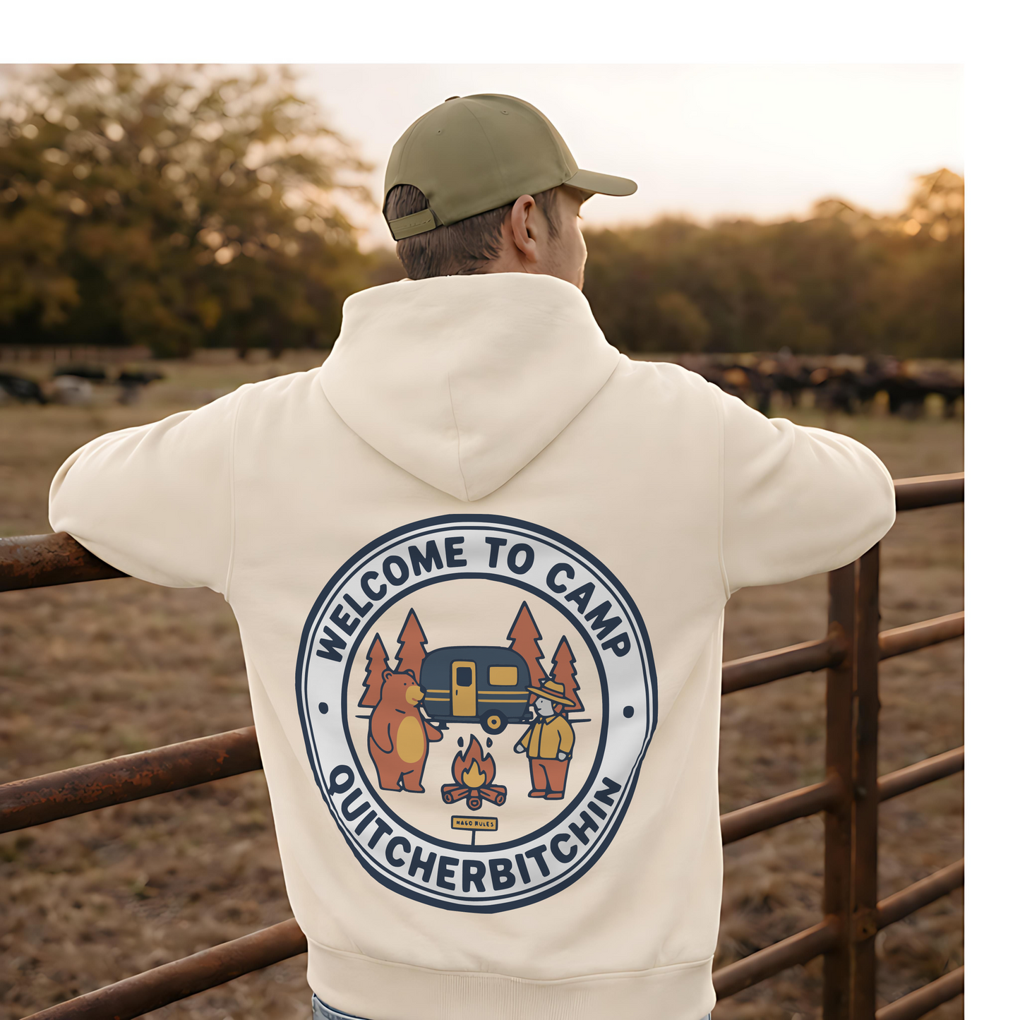 HAGO Camp Rules Hoodie | Urban Garment-Dyed Pullover Sweatshirt