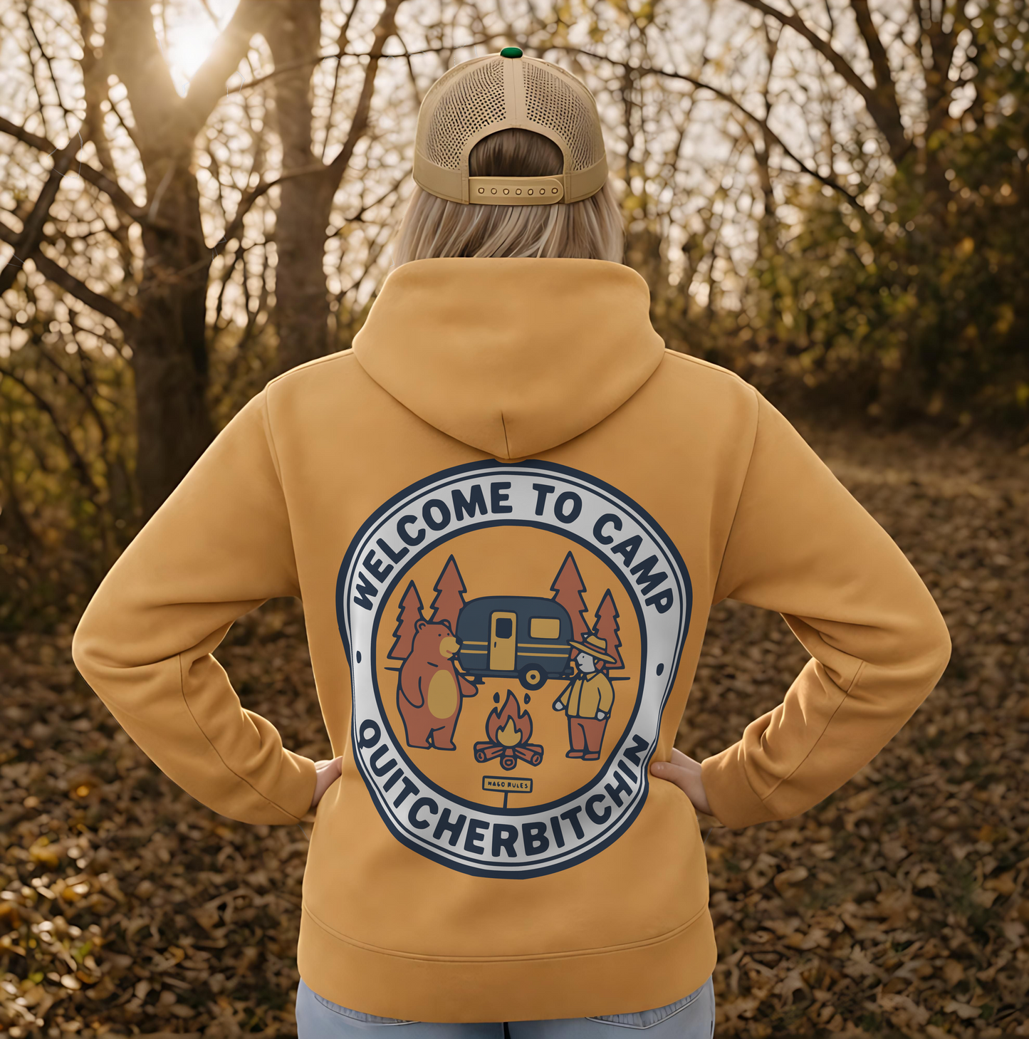 HAGO Camp Rules Hoodie | Urban Garment-Dyed Pullover Sweatshirt