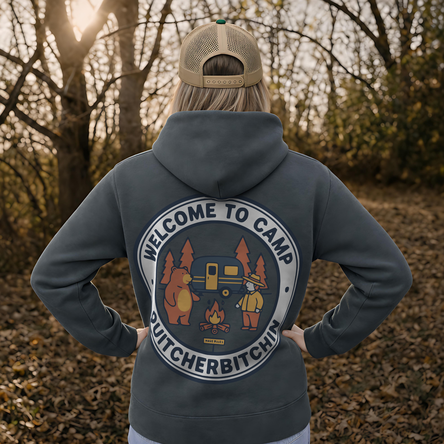 HAGO Camp Rules Hoodie | Urban Garment-Dyed Pullover Sweatshirt