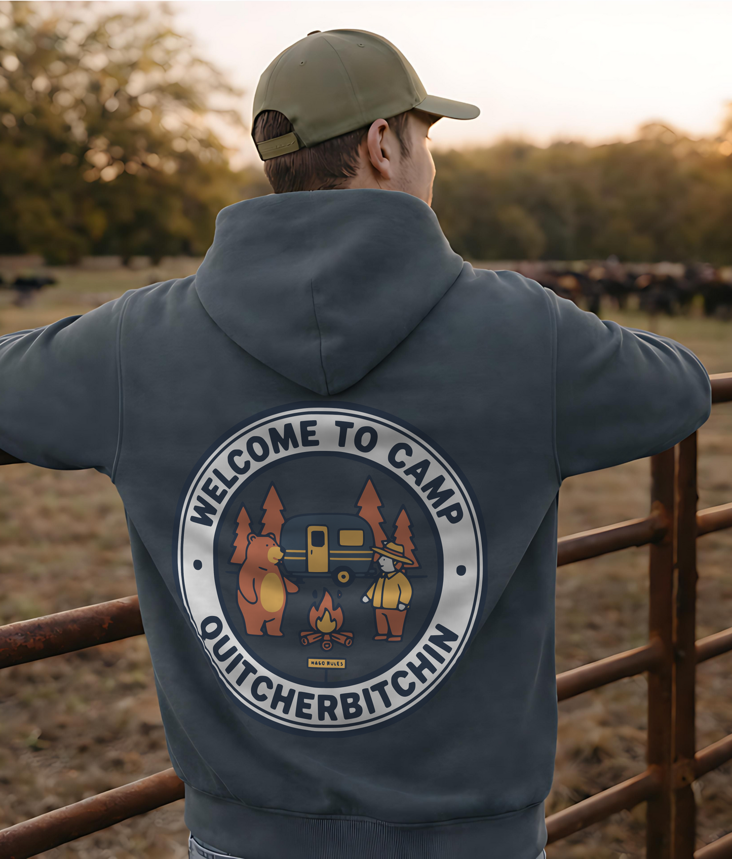 HAGO Camp Rules Hoodie | Urban Garment-Dyed Pullover Sweatshirt